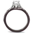 thumbnail image 3 of Luxe Jewelry Designs Set of 3 Women's Dark Brown Ion Plated Stainless Steel Wedding Rings with CZ -, 3 of 4