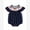 Navy, variant on Newborn Baby Boys Girls Smoked Romper Embroidery Round Neck Ruffle Sleeve Bubble Bodysuit Summer Clothes Causal Outfits