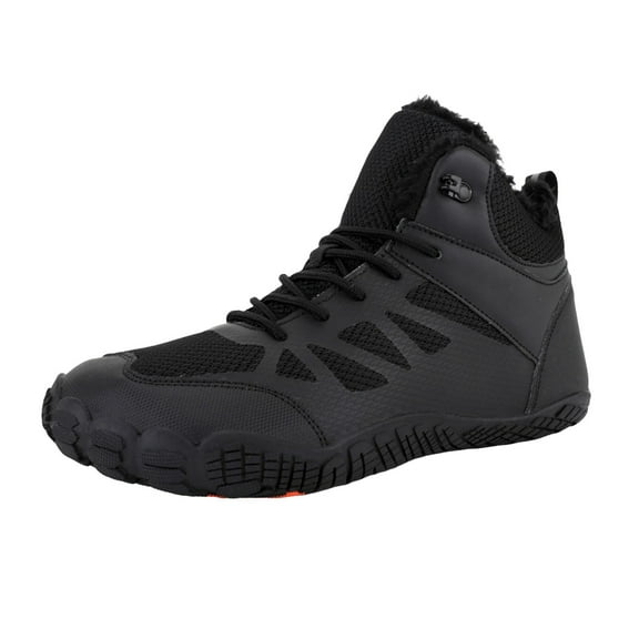 Mepaouo Winter Men's Barefoot Boots Wide Toe Fleece Lined Hiking Walking Shoes Breathable Outdoor Booties
