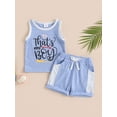 thumbnail image 2 of Infant Baby Boys Summer Shorts Set, Letters Baseball Print Tank Top with Elastic Waist Shorts Outfit, 2 of 8