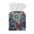 thumbnail image 2 of Psesaysky Novelty Tissue Box Cover Square Waterproof PU Leather Facial Tissue Box Holder for Dresser Bathroom Home Decor (Paisley Flower), 2 of 7