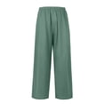 thumbnail image 5 of Army Green Palazzo Pants Women Flowy Casual High Waist Wide Leg Lounge Cruise Beach Vacation Boho Trousers with Pockets 27" 43" Inseam, 5 of 6
