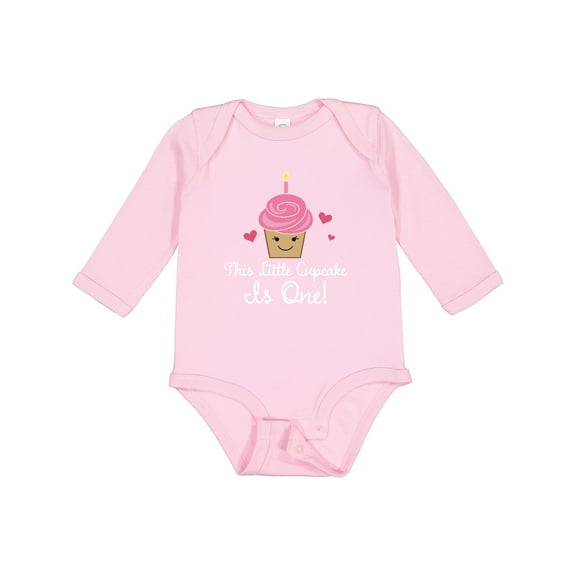 Inktastic 1st Birthday Cupcake Girls Cute Girls Long Sleeve Baby Bodysuit