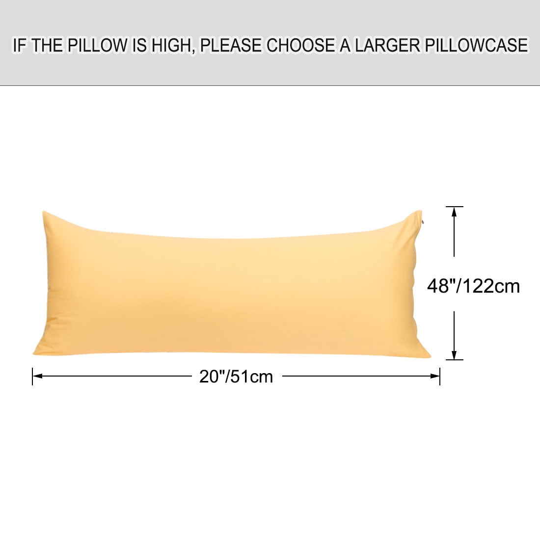 Unique Bargains Pillowcases 2 Pack 100% Cotton Body Pillow Covers Apricot 20" x 48"