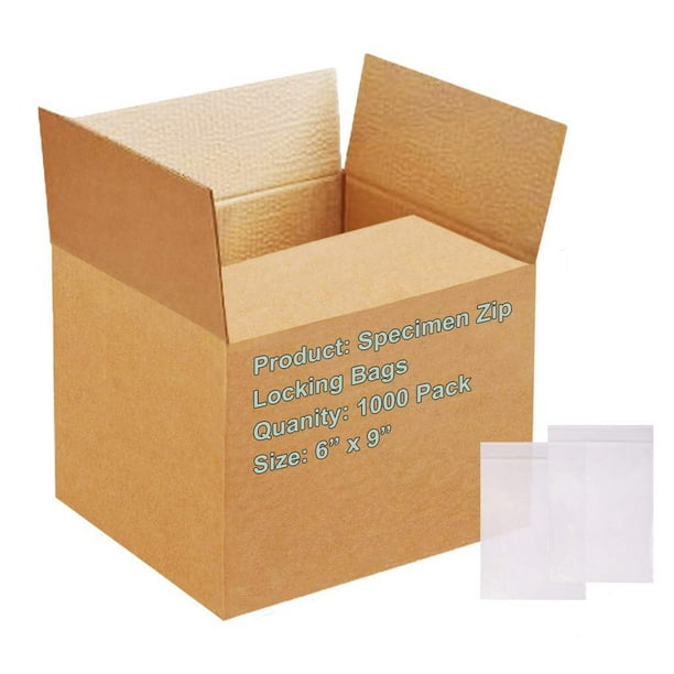 Pack of 1000 Specimen Zip Locking Bags 6 x 9. Clear Bags with Document