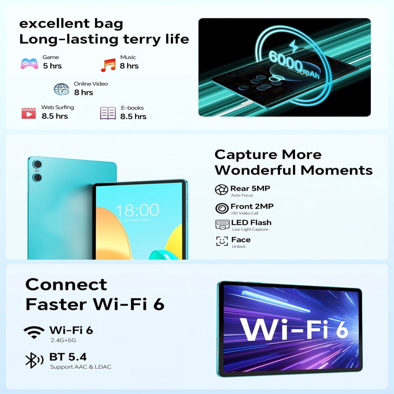 Teclast, 10.1 Inch Android 14 Tablet, P30, WiFi 6 6000mAh Battery