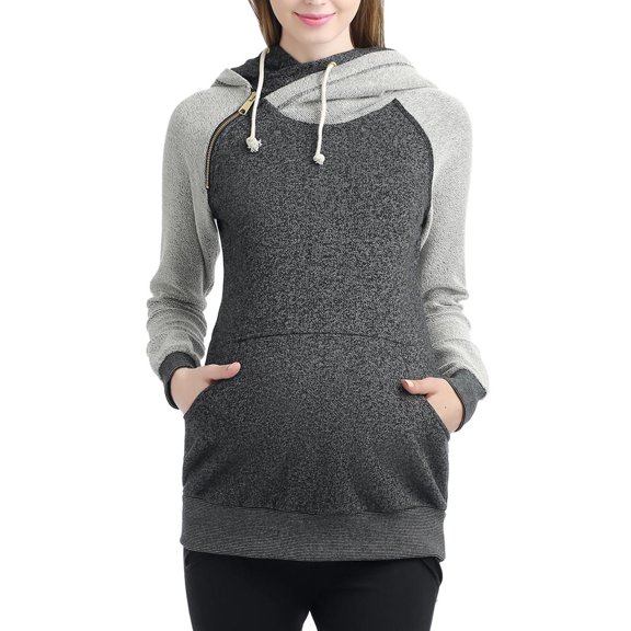 Maternity Active Asymmetrical Zip Sweatshirt Hoodie