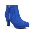 thumbnail image 1 of BLISSFUL STEP Bottines à Talon Bloc Plateforme Bas à Fermeture Éclair Latérale pour Femmes Bleu Royal 9.5, 1 of 7