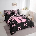 thumbnail image 3 of jejeloiu Initial Letter B Twin Bedding Sets 7-Piece,Kawaii Bow Bowknot Bedding Comforter Set,Light Pink Black Sets For Girls,Breathable Bedroom Decoration Reversible, 3 of 8