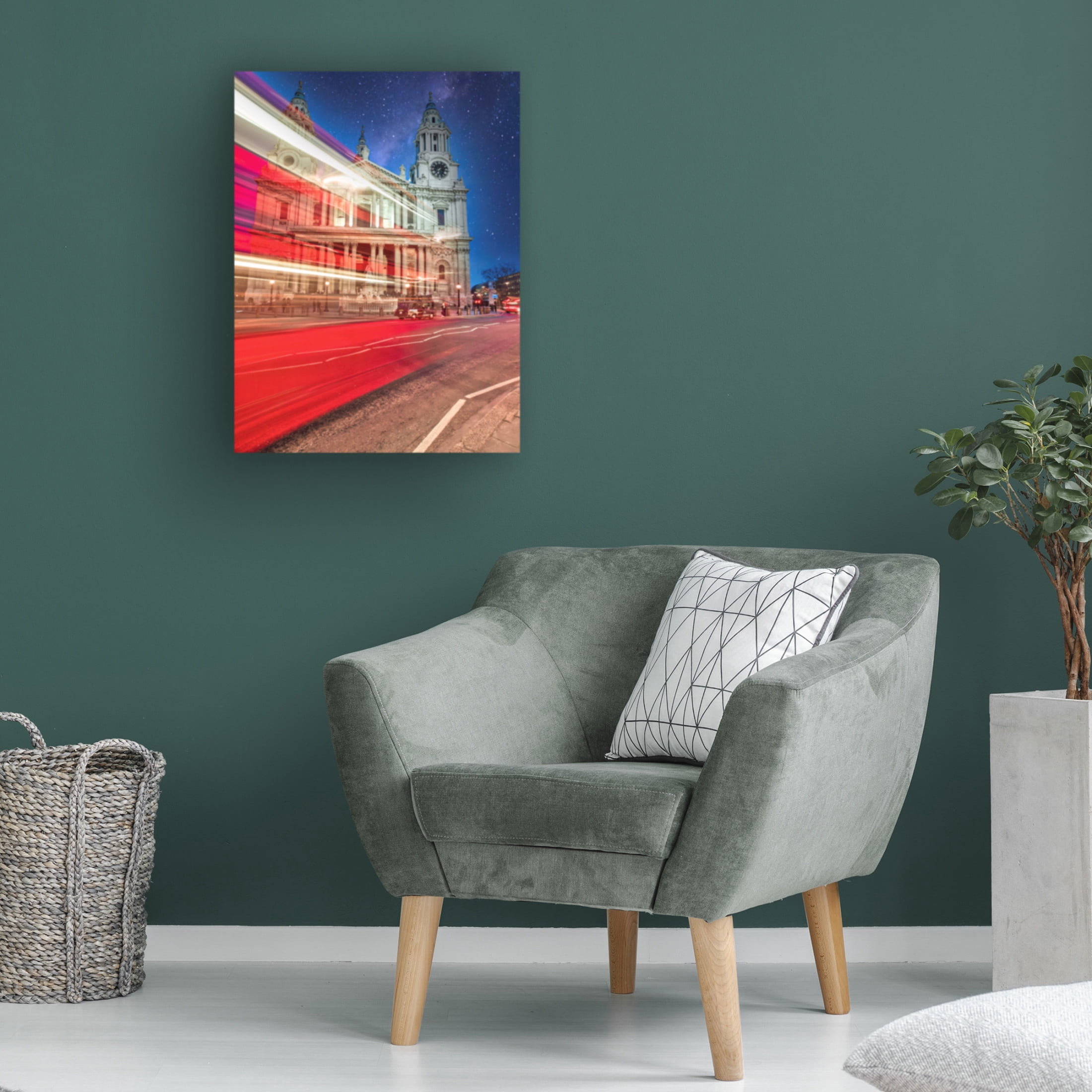 Canvas Wall Art - Mark A Paulda 'Red Double Decker Bus And St Pauls Cathedral II' Wall Art for Living Room, Bedroom, or Office Décor by Trademark Fine Art - 18 x 24 Inches