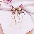 thumbnail image 2 of Fairy Butterfly Wings Earrings Fantasy Jewelry Gradient Colorful Rhinestone Sequins Long Tassel Stud Earrings, 2 of 3