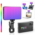 thumbnail image 1 of Camnoon ST-120RGB Poche Vidéo Lumière Clip-on Téléphone Mobile Remplir Lumière Tablette Ordinateur Vidéo Conférence LED Vidéo Lumière 2500K-9000K Dimmable 20 Effets de Scène pour Réunion en Ligne Live Streamin, 1 of 7