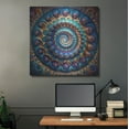 thumbnail image 5 of Luxe Metal Art 'Blue & Gold Swirl' by Rey Klimt Metal Wall Art, 36" x 36", 5 of 9