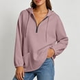thumbnail image 6 of NTACZA Women's Sweatshirt Hoodies Cozy Half Zip with Pockets Drawstring Long Sleeve Daily Outfits Pink L, 6 of 9