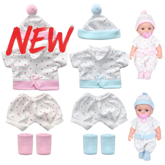 Reborn Doll Clothes for 12 inch Baby Dolls, Dolls Clothes Outfit Accessories Set for American Doll, Newborn Girl & Boy Pretend Play Christmas Birthday Gift for Toddlers 1-3 3-6, Under 10$ Dollar