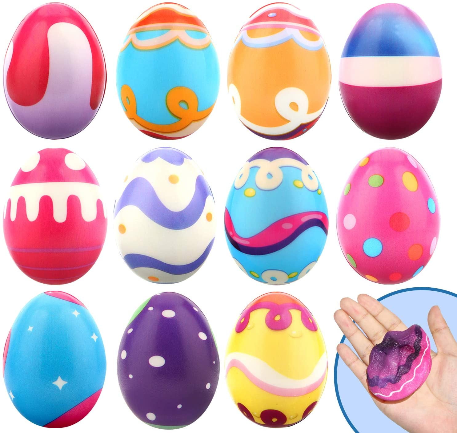 12 Packs Easter Basket Stuffers Squishy 
