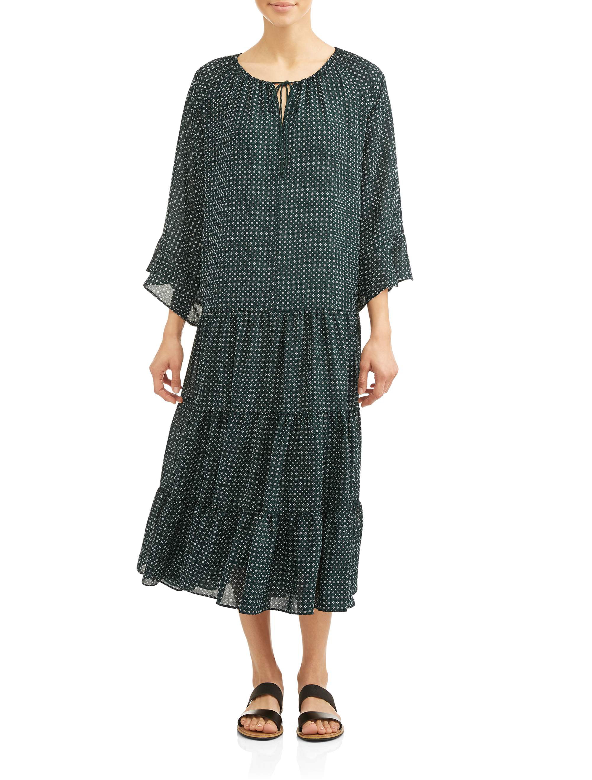Women's Candice Tiered Ruffle Bell Cuff Dress - Walmart.com
