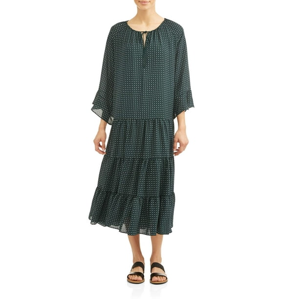 Women's Candice Tiered Ruffle Bell Cuff Dress - Walmart.com