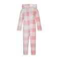 thumbnail image 4 of BRGZLK Girls Onesie Fuzzy Sherpa Hooded Long Sleeved One Piece Plaid Romper Loungewear Casual Winter Warm Homewear Pink 13-14 Years, 4 of 5
