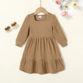 thumbnail image 3 of Tiny Cutey Baby Girl Dress Clothes Fall Long Sleeve Square Neck Solid Vintage Dresses Outfit Set for 3-4T, 3 of 8