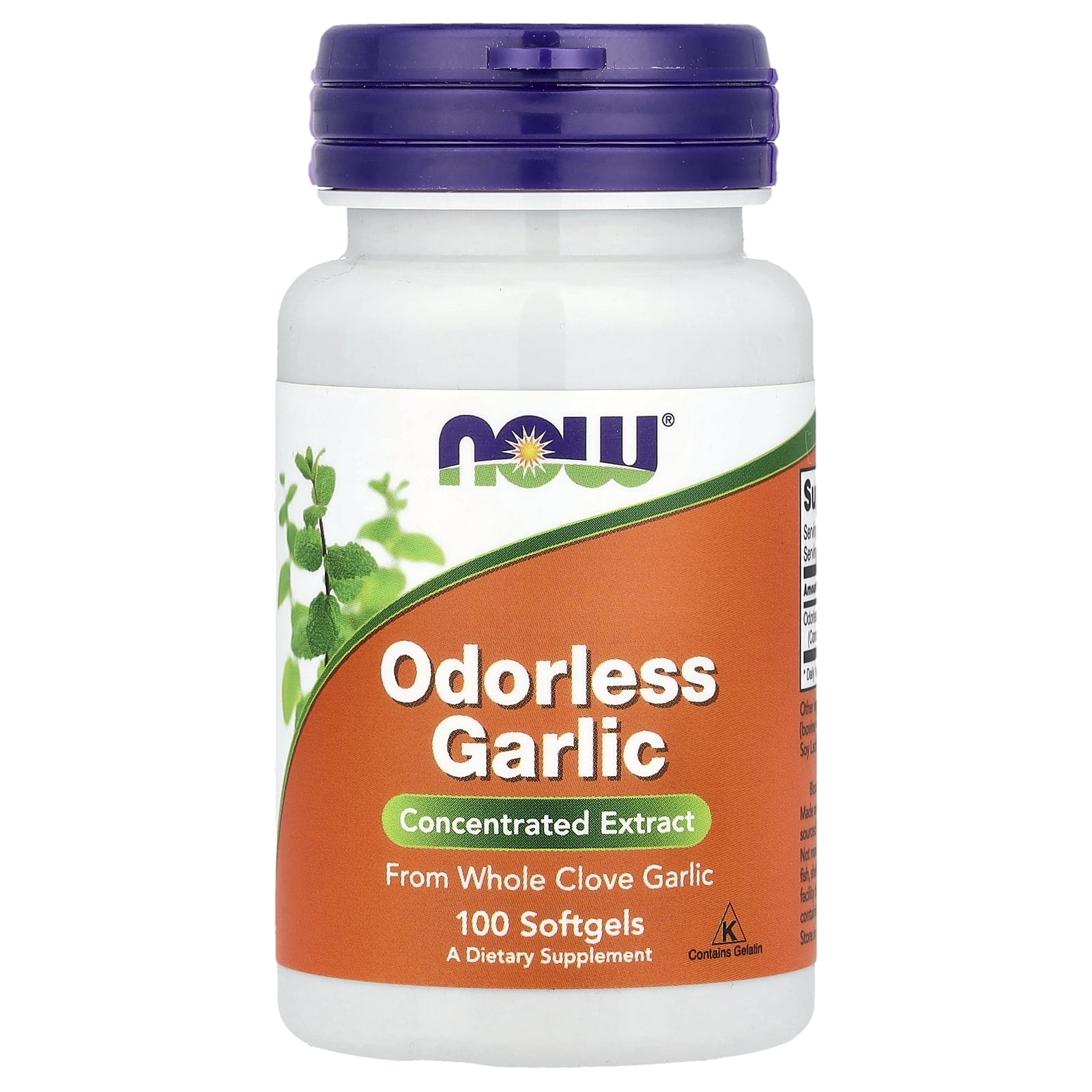 NOW Foods Odorless Garlic, Concentrated Extract, 100 Softgels (25 mg per Softgel)