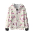 thumbnail image 2 of FUIALDOLG Girls Long Hoodies Jacket Cartoon Axolotl Cherry Print Hoodies for Girl Kids Full Zip Hoodie Girls Winter Jacket Warm Cozy Outwear Coat with Pockets, Size M, 2 of 7