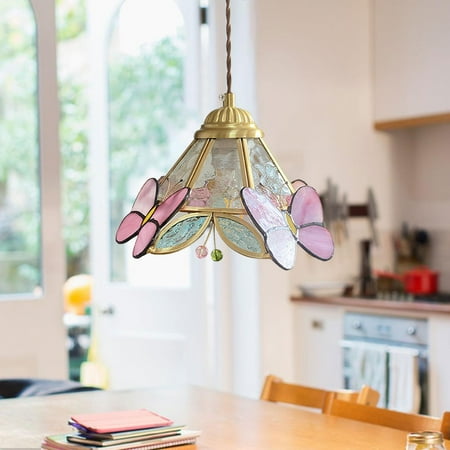 

DOLITY Pendant Craft Sturdy Stained Glass Lamp for Indoor Hallway Entryway Water Pattern