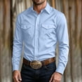 thumbnail image 2 of LODIENY Men Button Down Collared Shirts Long Sleeve Lightweight Regular Fit Business Work Shirt with Flap Pockets Light Blue M, 2 of 8