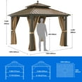 thumbnail image 5 of Dextrus 10' x 10' Double Roof Hardtop Gazebo, Galvanized Steel with Netting and Curtains, 5 of 5