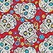 thumbnail image 2 of Tissu en Coton Rouge avec Crânes de Sucre au Mètre, 2 of 4