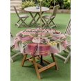thumbnail image 3 of Outdoor Tablecloth with Umbrella Hole and Zipper, Valentine's Day Round Table Cloth 60 Inch Waterproof Tablecloth, Pink Roses Flowers Stripes Rustic Beige Picnic Table Cover for Patio Camping, 3 of 7