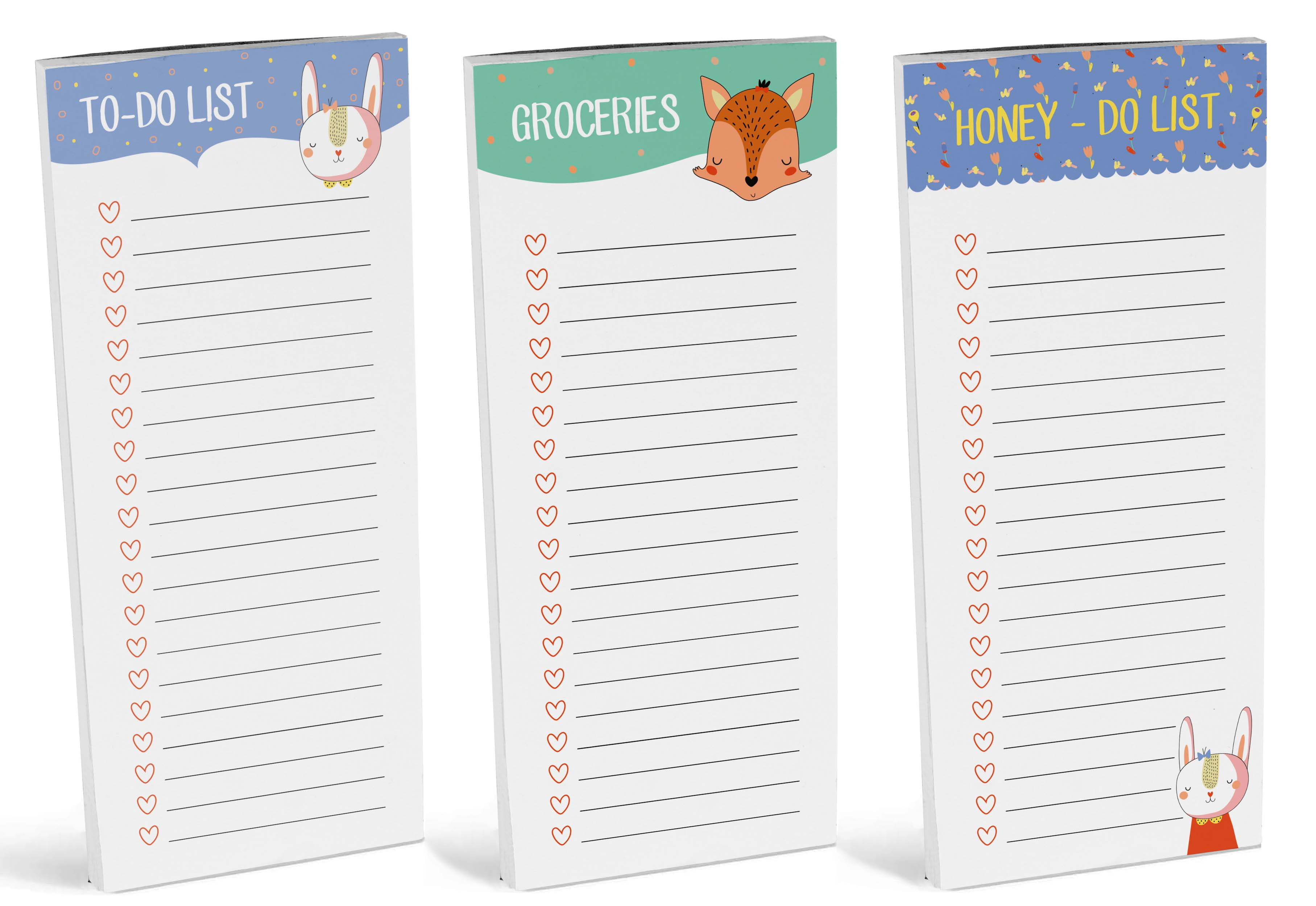 Inkdotpot Pack of 3 Magnetic Fridge To-Do List Notepads- Magnetic Memo Pads For Refrigerator-(50 Sheets Each)-3Q