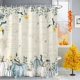 thumbnail image 2 of Shower Curtains for Bathroom-72"x84",Thanksgiving Autumn Blue Pumpkin Waterproof Bath Curtain Grommet Shower Curtain Set, 2 of 7