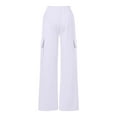 thumbnail image 6 of Cethrio Girls Cargo Sweatpants, Casual Elastic Waist Open Bottom Multi-pocket Straight Leg Pants White Size 6, 6 of 6