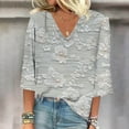 thumbnail image 2 of Women's Summer T Shirts Printed V-Neck 3/4 Sleeve Tops Casual Loose Trendy Office Work Blouses Tops, 2 of 5