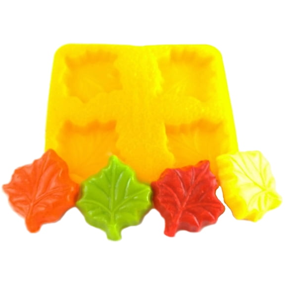 EDELAINE'S Maple Leaf 4 Cavity Silicone Molds for Cream Cheese Mints , Chocolate