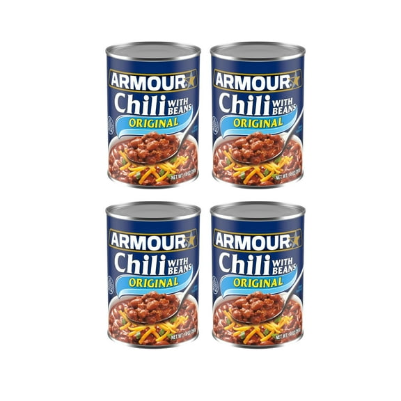 (4 Pack ) Armour Star Chili with Beans, Canned Food, 14 OZ