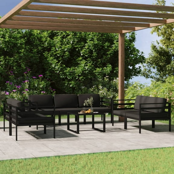 vidaXL 8 Piece Patio Lounge Set with Cushions Aluminum Anthracite