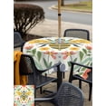 thumbnail image 6 of Square Outdoor Tablecloth with Umbrella Hole Flowers Bee Outside Table Cloth Waterproof Patio Table Cover Retro Country Botanical Floral Plants Dots Zipper Tablecloths for Picnic Camping 54x54 Inch, 6 of 8