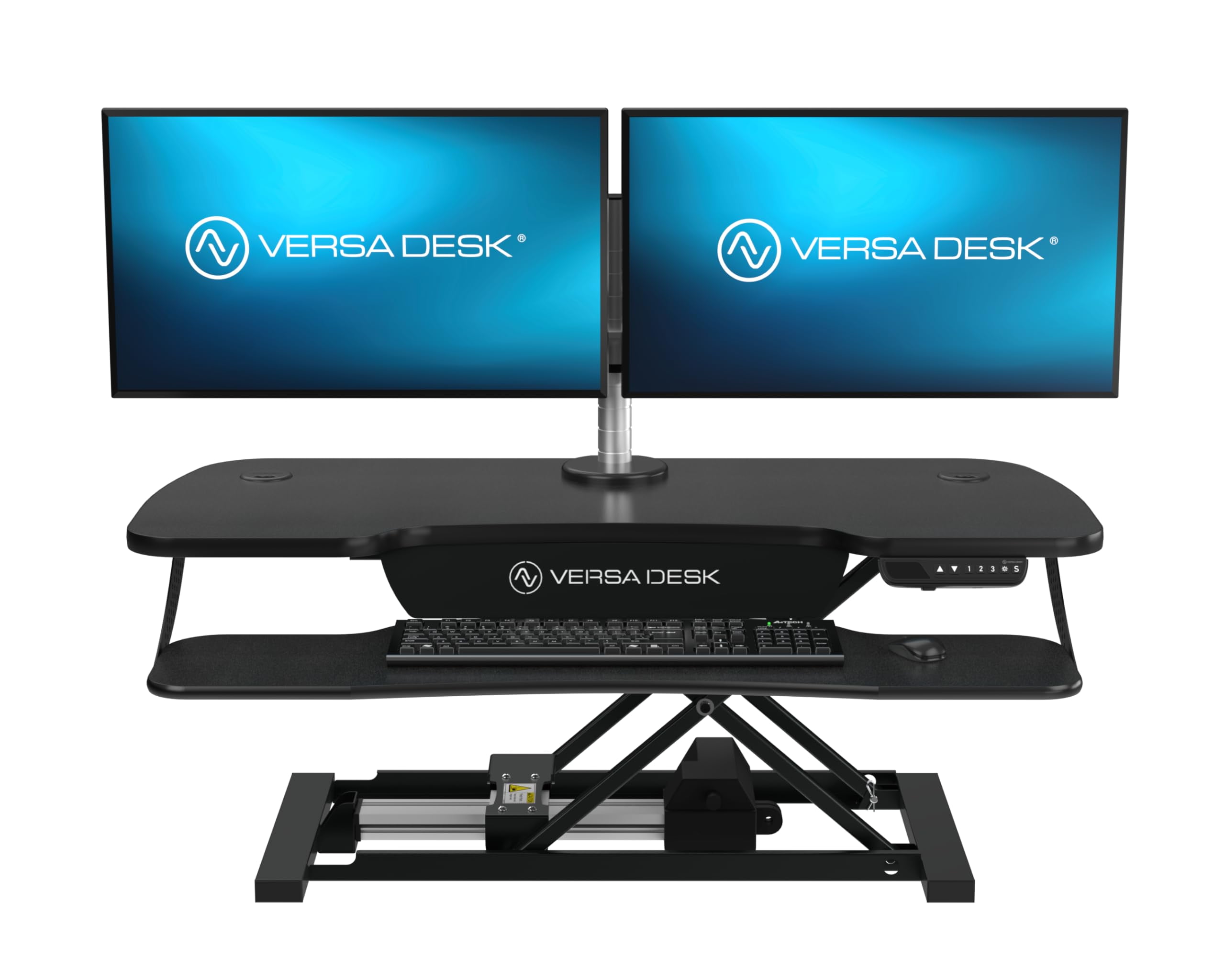 VERSADESK PowerPro™ Elite Electric Standing Desk Converter - App Controlled, USB Charging, LED Lights & Height Adjustable | 40"x24" (Black)