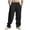 Black, variant on Capri Pants For Men Cotton Lined Wide Leg Summer Pants Drawstring Elastic Waist Casual Loose Wide Leg Pants Drawstring Pockets Black