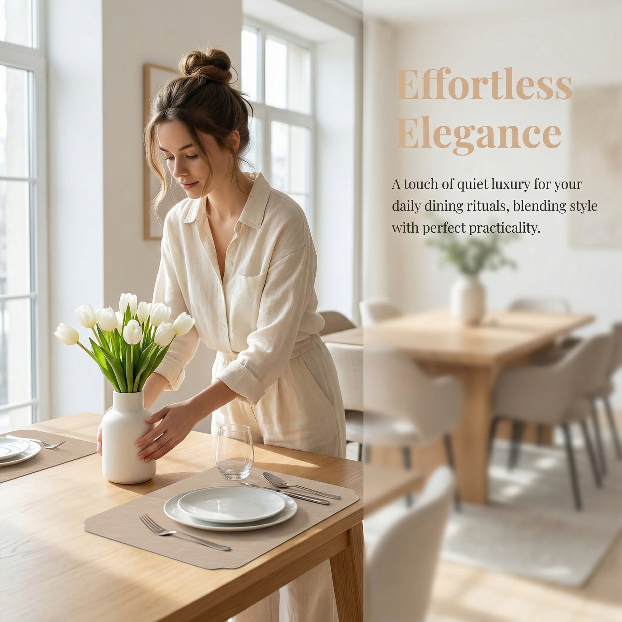 Unique Bargains 4Pcs Faux Leather Table Decor Placemats Milk Tea 17.7x11.8inch