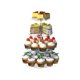 thumbnail image 1 of Soporte giratorio de 4 niveles, acrílico transparente de 360° para tartas y pasteles, soporte de servir para bodas, cumpleaños, fiestas, polígono, 1 of 6