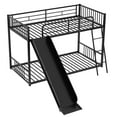 Euroco Metal Bunk Bed Twin over Twin with Slide for Kids Room, Black