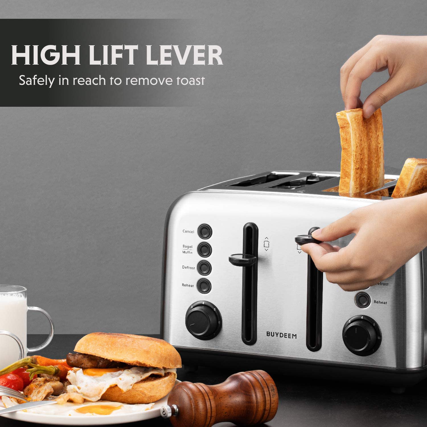 BUYDEEM DT620 2-Slice Toaster, Extra Wide Slots, Indonesia