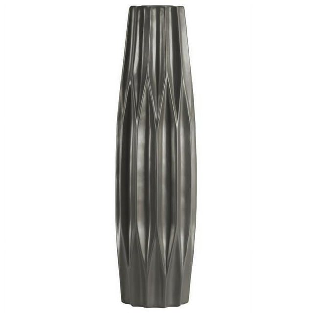 Urban Trends Collection 53044 Ceramic Patterned Bellied Round Vase with Embossed Diamond Design Body & Tapered Bottom, Matte & Dark Taupe - Large