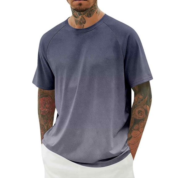 JAJAHO Mens Short Sleeve T Shirt Fashion Casual Gradient Loose Fit Crew Neck Color Block T-Shirts Graphic Tee Leisure Tops