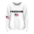 thumbnail image 3 of White Women's Freedom American Falg Print Round Neck Sweatshirt A True Patriot Shirt Long Sleeve, 3 of 4