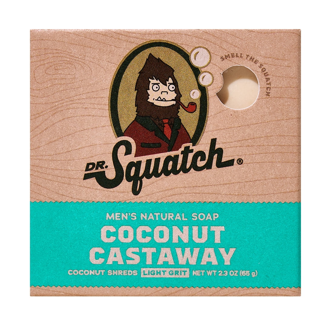 Dr. Squatch Men's Mini Bar Soap, Travel Size Natural Bar Soap for Men, Coconut Castaway, 2.3 oz