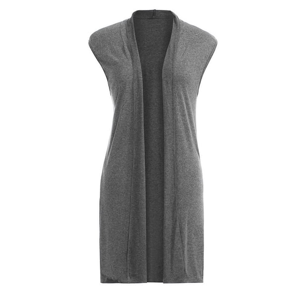 Manteau en tricot pour femme - Sans manches - Cardigan drapé - Cardigan drapé - Gilet ouvert - Veste pour le début de l'automne - Veste d'été légère - Tunique ouverte